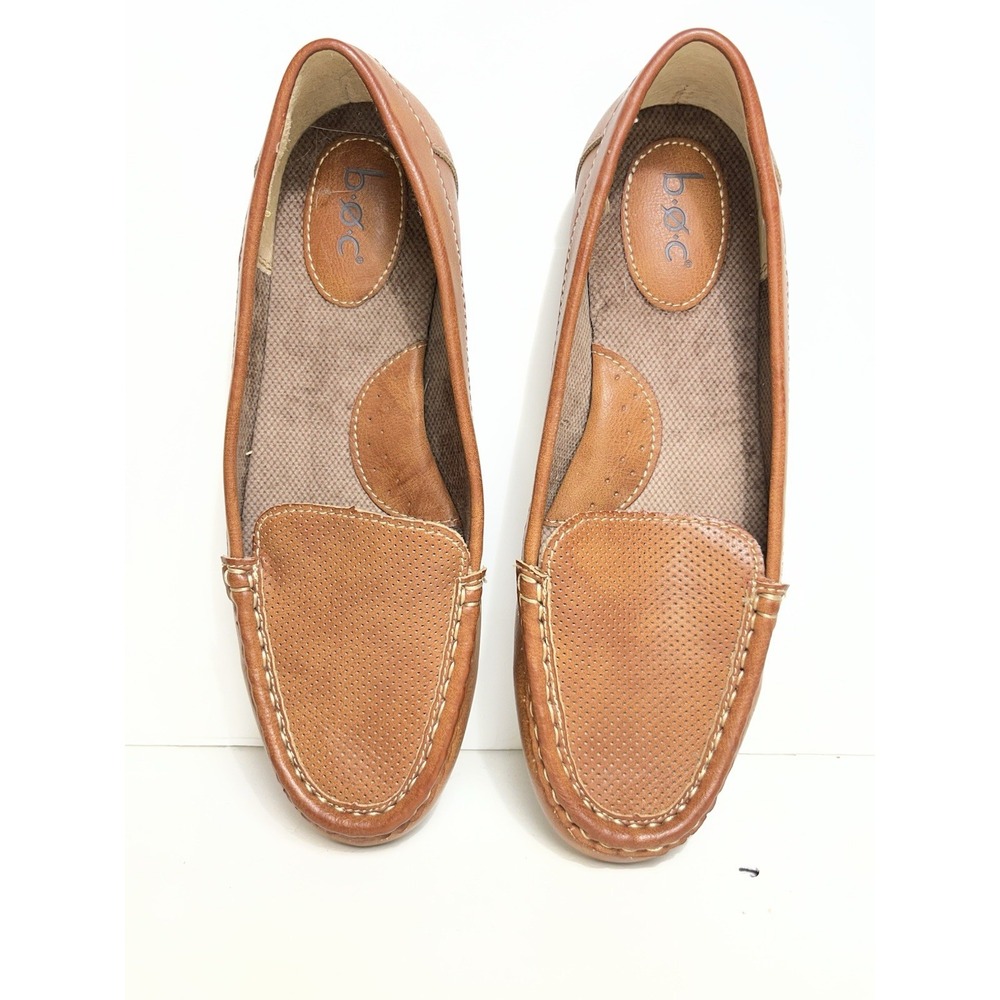 B.O.C Tan Brown Leather Slip On Loafers Driving Moccasins Women Size 8